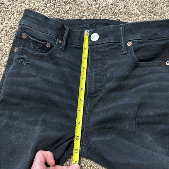 American Eagle The Lu(x)e Jean Hi-Rise Jegging Skinny Black Distressed Size 8 - Picture 16 of 16